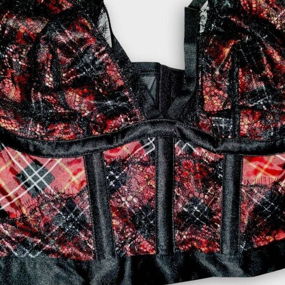 Victorias Secret | Very Sexy Long Line Bralette | Sz Large | Red Black Lace NWT - Picture 3 of 7